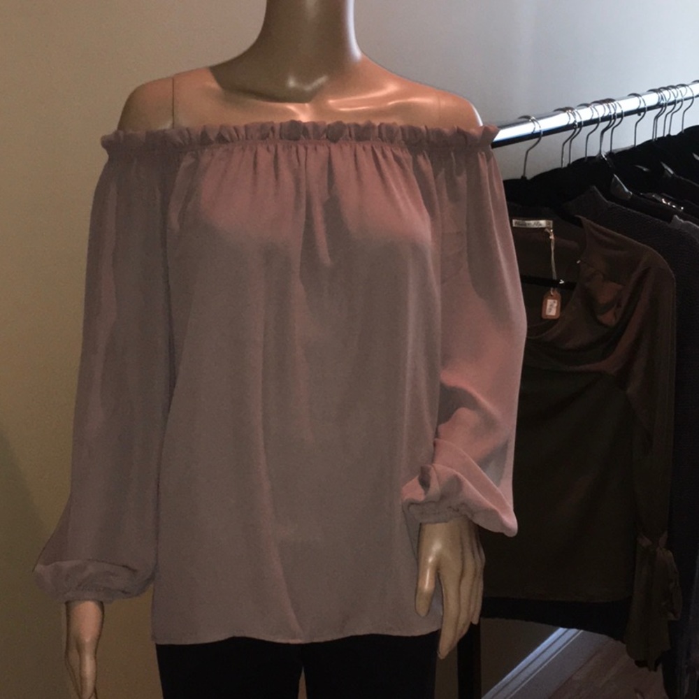SHEIN Beige Off-Shoulders Blouse